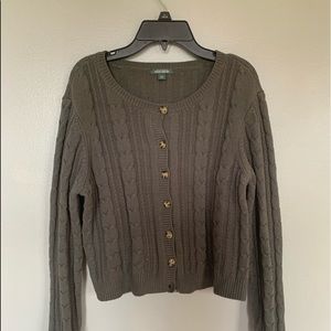 Green button up sweater